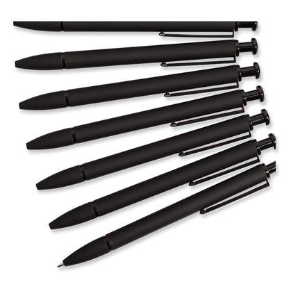 Monterey Soft Touch Ballpoint Pen, Retractable, Medium 1 mm, Black Ink, Midnight Barrel, 12/Pack