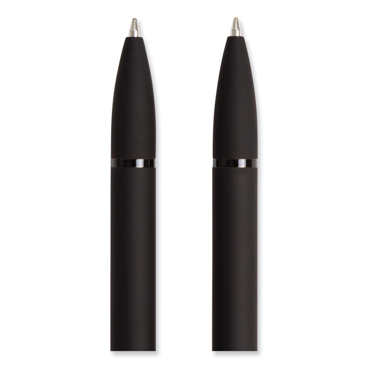 Monterey Soft Touch Ballpoint Pen, Retractable, Medium 1 mm, Black Ink, Midnight Barrel, 12/Pack