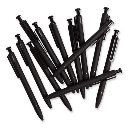Monterey Soft Touch Ballpoint Pen, Retractable, Medium 1 mm, Black Ink, Midnight Barrel, 12/Pack