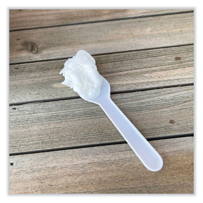 Mediumweight Polypropylene Cutlery, Tasting Spoon, White, 3,000/Carton