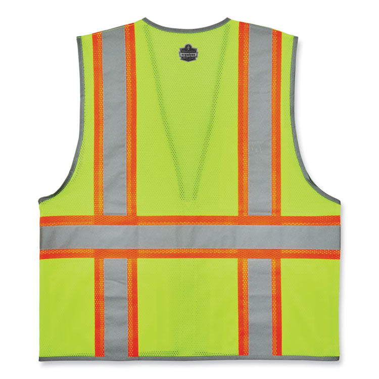 GloWear 8246Z-S Single Size Class 2 Two-Tone Mesh Vest, Polyester, 2X-Large, Lime