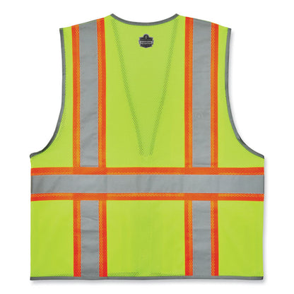 GloWear 8246Z-S Single Size Class 2 Two-Tone Mesh Vest, Polyester, 2X-Large, Lime