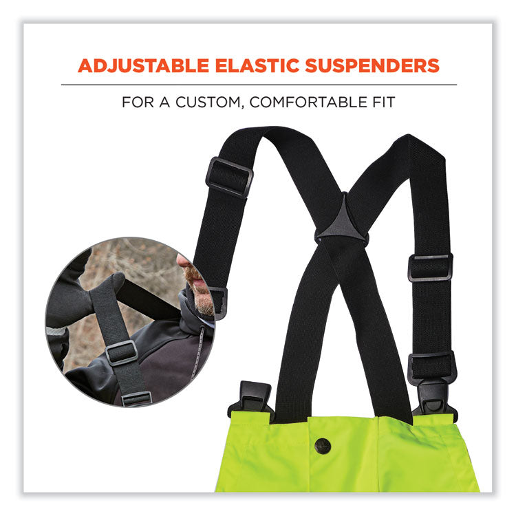 GloWear 8918BK Class E Hi-Vis Rain Bibs Black Bottom, Medium, Lime