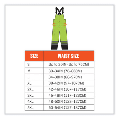 GloWear 8918BK Class E Hi-Vis Rain Bibs Black Bottom, Medium, Lime