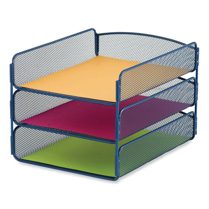 Onyx Triple Tray, 3 Sections, Letter Size Files, 9.25 x 11.75 x 8, Blue