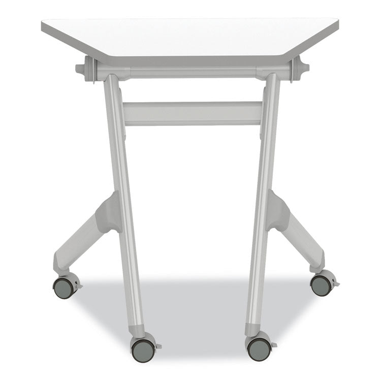 Learn Nesting Trapezoid Desk, 32.83" x 22.25" to 29.5", White/Silver