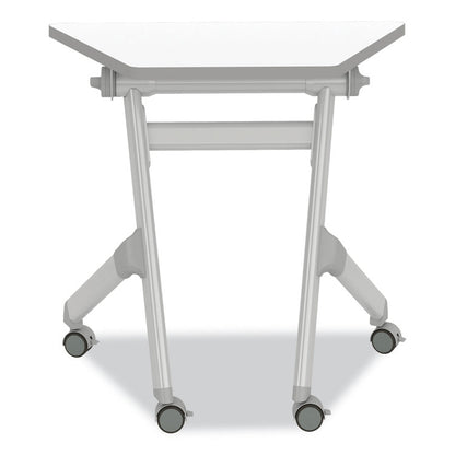 Learn Nesting Trapezoid Desk, 32.83" x 22.25" to 29.5", White/Silver