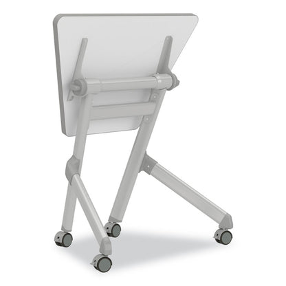 Learn Nesting Trapezoid Desk, 32.83" x 22.25" to 29.5", White/Silver