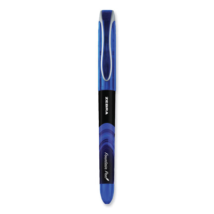 Fountain Pen, Fine 0.6 mm, Blue Ink, Black/Blue Barrel, 12/Pack