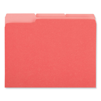 Deluxe Colored Top Tab File Folders, 1/3-Cut Tabs: Assorted, Letter Size, Red/Light Red, 100/Box