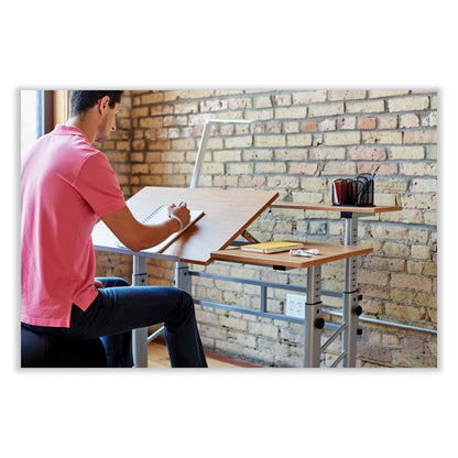 Height-Adjustable Split Level Drafting Table, Rectangular/Square, 47.25 x 29.75 x 26 to 37.25, Medium Oak