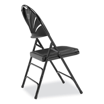 1100 Series Fan-Back Tri-Brace Dual Hinge Folding Chair, Supports Up to 500 lb, 17.75" Seat Height, Black, 4/Carton