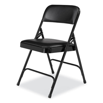 1200 Series Premium Vinyl Dual-Hinge Folding Chair, Supports Up to 500 lb, 17.75" Seat Height, Caviar Black, 4/Carton