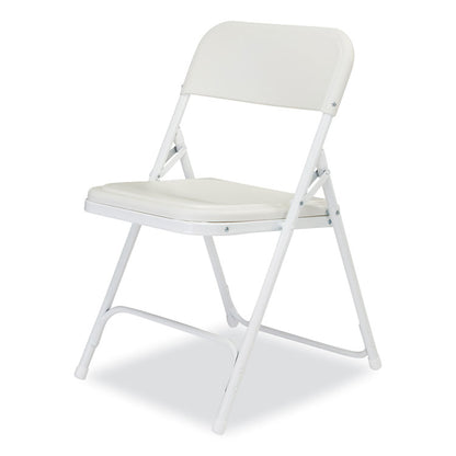 800 Series Plastic Folding Chair, Supports Up to 500 lb, 18" Seat Height, Bright White Seat, White Base, 4/Carton