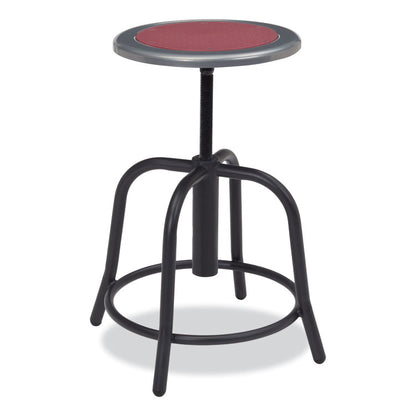 6800 Series Height Adjustable Metal Seat Stool, Supports Up to 300 lb, 18" to 24" Seat Height, Burgundy Seat, Black Base