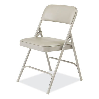 1200 Series Premium Vinyl Dual-Hinge Folding Chair, Supports Up to 500lb, 17.75" Seat Height, Warm Gray, 4/Carton