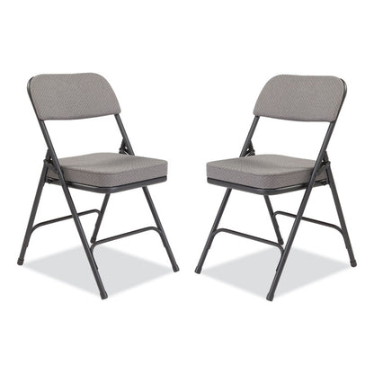 3200 Series Fabric Dual-Hinge Folding Chair, Supports Up to 300 lb, Charcoal Seat, Charocoal Back, Black Base, 2/Carton