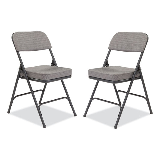 3200 Series Fabric Dual-Hinge Folding Chair, Supports Up to 300 lb, Charcoal Seat, Charocoal Back, Black Base, 2/Carton