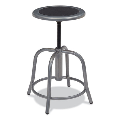 6800 Series Height Adjustable Metal Seat Swivel Stool, Supports Up to 300 lb, 18" to 24" Seat Height, Black Seat, Gray Base