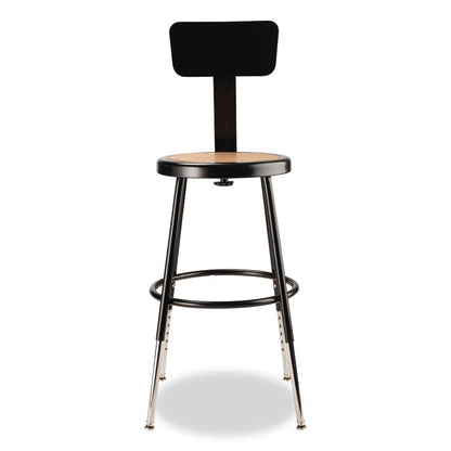 6200 Series 19" to 27" Height Adjustable Heavy-Duty Stool with Backrest, Supports Up to 500 lb, Masonite Seat/Black Base