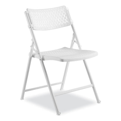 AirFlex Series Premium Poly Folding Chair, Supports Up to 1,000 lb, 17.25" Seat Height, White Seat/Back/Base, 4/Carton