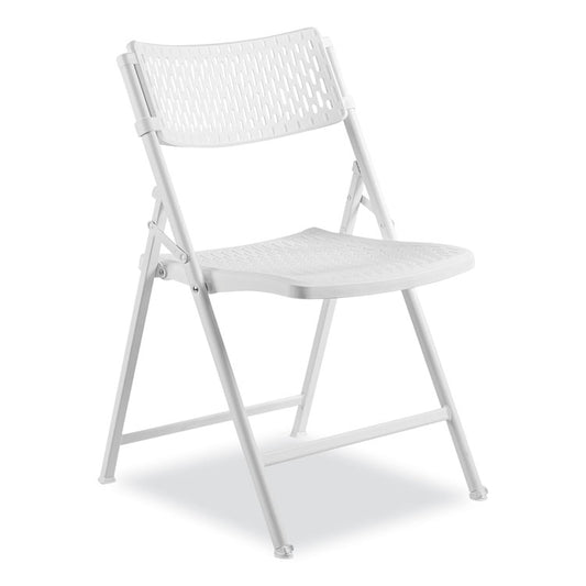 AirFlex Series Premium Poly Folding Chair, Supports Up to 1,000 lb, 17.25" Seat Height, White Seat/Back/Base, 4/Carton