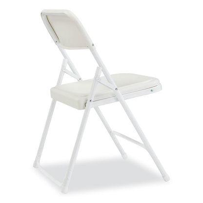 800 Series Plastic Folding Chair, Supports Up to 500 lb, 18" Seat Height, Bright White Seat, White Base, 4/Carton