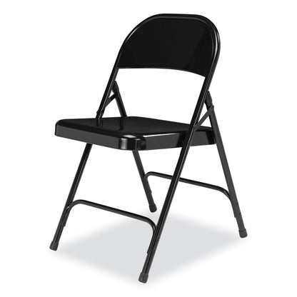 50 Series All-Steel Folding Chair, Supports Up to 500 lb, 16.75" Seat Height, Black Seat, Black Back, Black Base, 4/Carton