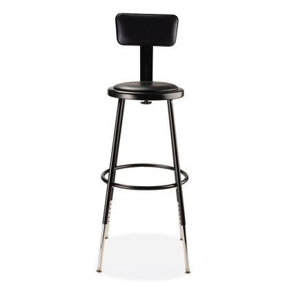 6400 Series Height Adj Heavy Duty Vinyl Steel Stool w/Backrest, Supports 300 lb, 25"-33" Seat Ht, Black