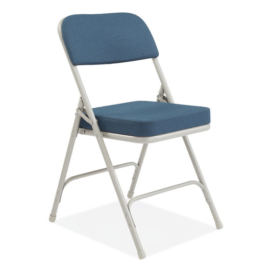 3200 Series Fabric Dual-Hinge Folding Chair, Supports Up to 300 lb, Regal Blue Seat, Regal Blue Back, Gray Base, 2/Carton