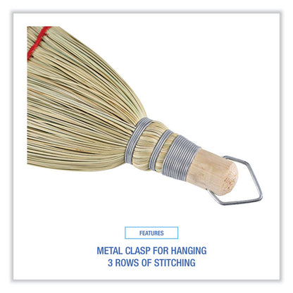 Corn Whisk Broom, Corn Fiber Bristles, 9" Bristle Length, Yellow, 12/Carton