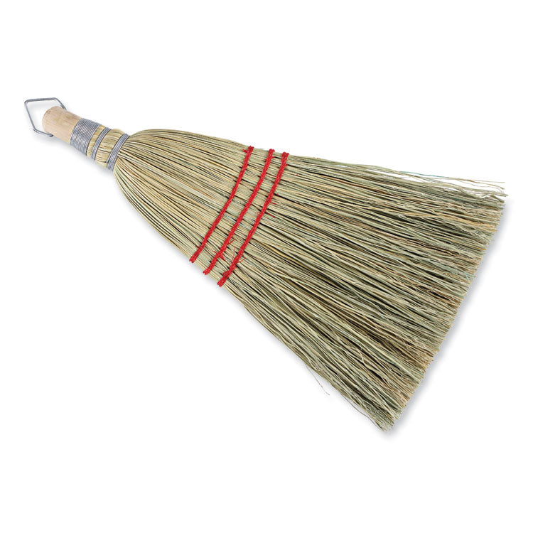 Corn Whisk Broom, Corn Fiber Bristles, 9" Bristle Length, Yellow, 12/Carton