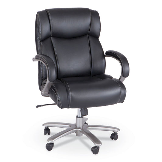 Lineage Big and Tall Mid Back Task Chair 28" Back, Supports Up to 400 lb, 21.5" - 25.25" Seat Height, Black Seat, Chrome Base