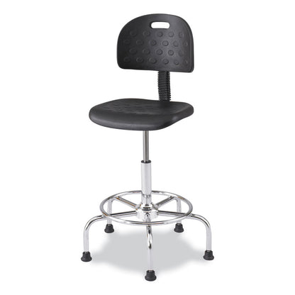 Workfit Economy Industrial Chair, Supports Up to 400 lb, 22" to 30" Seat Height, Black Seat, Black Back, Silver Base