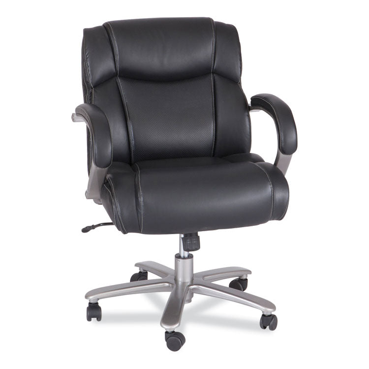 Lineage Big and Tall Mid Back Task Chair 24.5" Back, Supports 350 lb, 19.5" to 23.25" Seat Height, Black Seat, Chrome Base