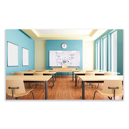 Magnetic Porcelain Whiteboard with Aluminum Frame, 144.5" x 48.5", White Surface, Satin Aluminum Frame