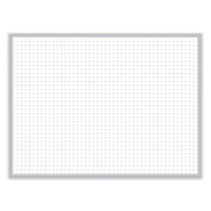 1 x 1 Grid Magnetic Whiteboard, 48.5" x 36.5", White/Gray Surface, Satin Aluminum Frame