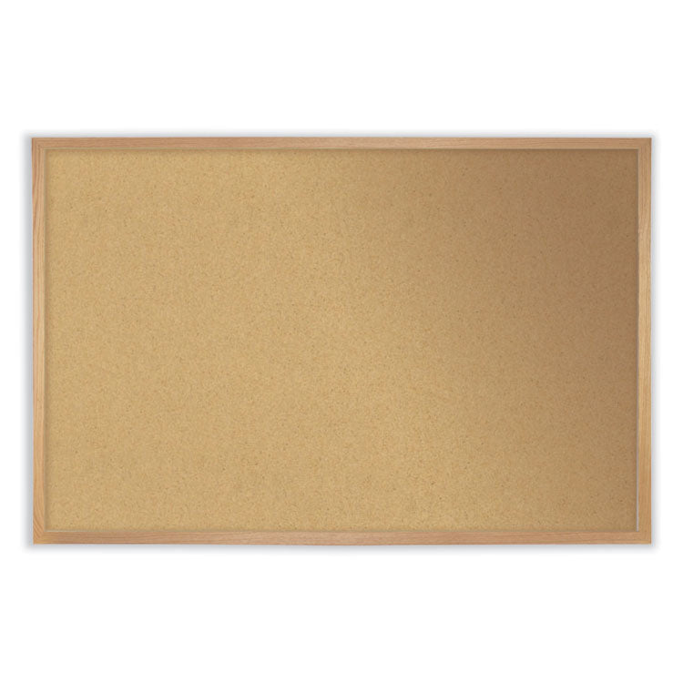 Natural Cork Bulletin Board with Wood Frame, 36" x 24", Tan Surface, Oak Finished Wood Frame