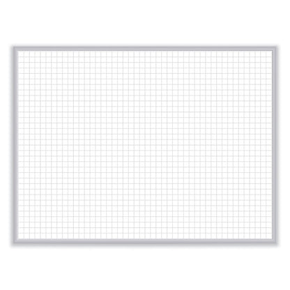 1 x 1 Grid Magnetic Whiteboard, 36" x 24", White/Gray Surface, Satin Aluminum Frame