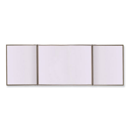 VisuALL PC Whiteboard Cabinet with Fabric Bulletin Board Exterior Doors, 36" x 24", Beige/White Surface, Satin Aluminum Frame