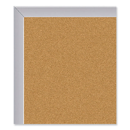 Aluminum-Frame Natural Corkboard, 72.5" x 48.5", Tan Surface, Satin Aluminum Frame