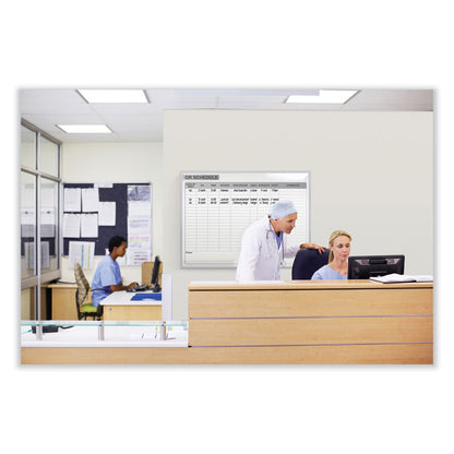 OR Schedule Magnetic Whiteboard, Operating Room Scheduling Chart, 72.5" x 48.5", White/Gray Surface, Satin Aluminum Frame