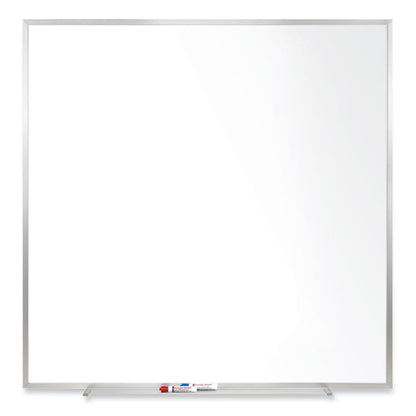 Magnetic Porcelain Whiteboard with Aluminum Frame, 48.5" x 48.5", White Surface, Satin Aluminum Frame