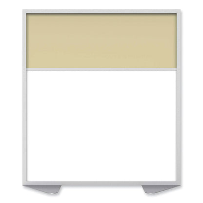 Floor Partition with Aluminum Frame and 2 Split Panel Infill, 48.06 x 2.04 x 53.86, White/Carmel