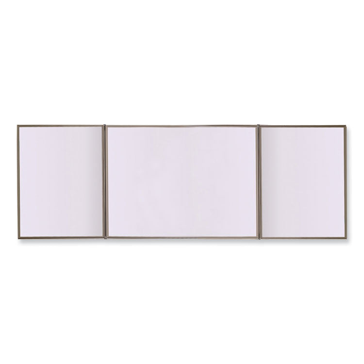 VisuALL PC Whiteboard Cabinet with Fabric Bulletin Board Exterior Doors, 36" x 24", Gray/White Surface, Satin Aluminum Frame