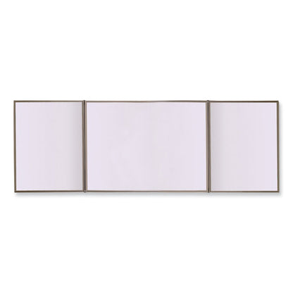 VisuALL PC Whiteboard Cabinet with Fabric Bulletin Board Exterior Doors, 36" x 24", Gray/White Surface, Satin Aluminum Frame