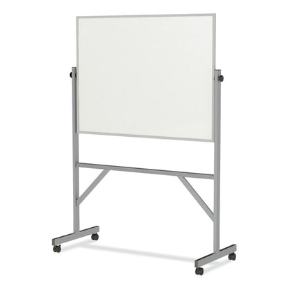 Reversible Magnetic Porcelain Whiteboard with Aluminum Frame, 53.25" x 72.25", White Surface, Satin Aluminum Frame