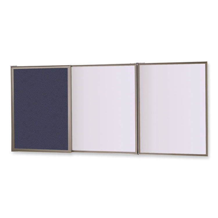 VisuALL PC Whiteboard Cabinet with Fabric Bulletin Board Exterior Doors, 36" x 24", Blue/White Surface, Satin Aluminum Frame