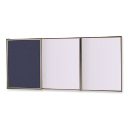 VisuALL PC Whiteboard Cabinet with Fabric Bulletin Board Exterior Doors, 36" x 24", Blue/White Surface, Satin Aluminum Frame