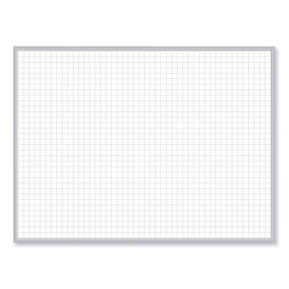 1 x 1 Grid Magnetic Whiteboard, 72.5" x 48.5", White/Gray Surface, Satin Aluminum Frame